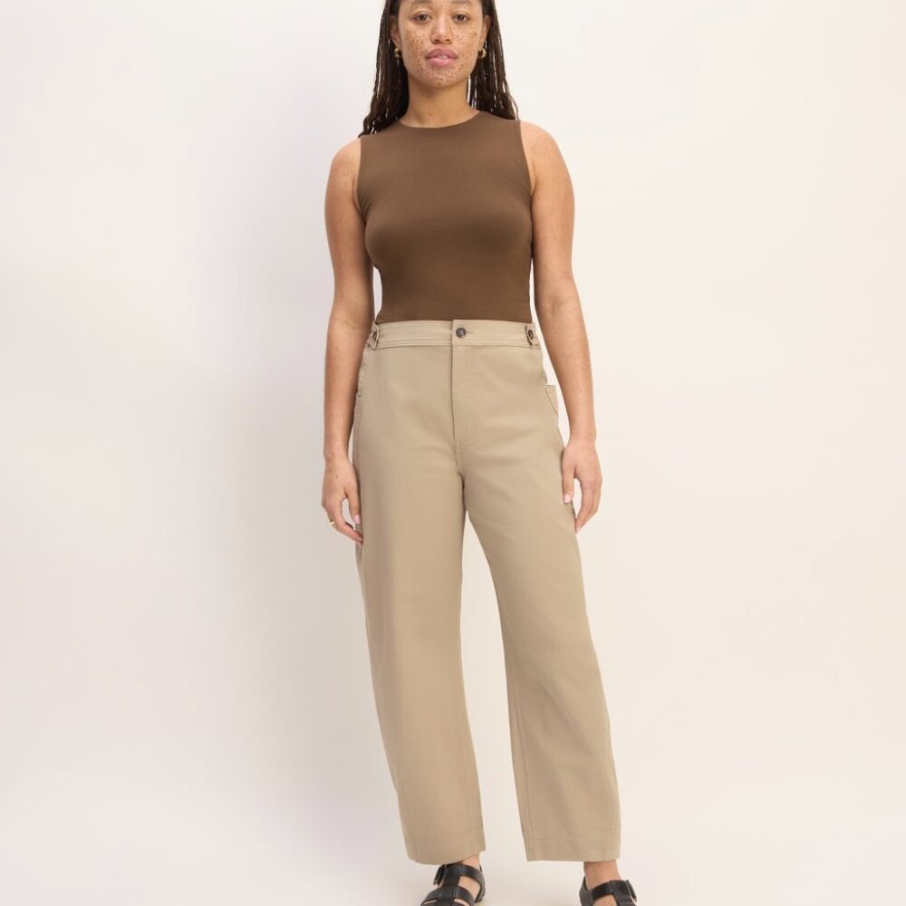 Everlane Women's Barrel Pant in Khaki, Size 00, Cotton